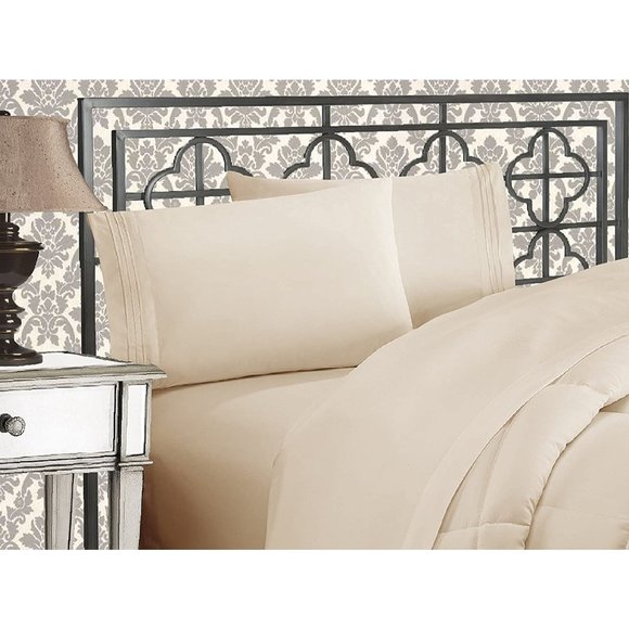 Amazon.com: Elegant Comfort Luxurious 1500 Premium Hotel  NEW 1500 Thread Count Three Line Embroidered  Hotel Quality 4-Piece